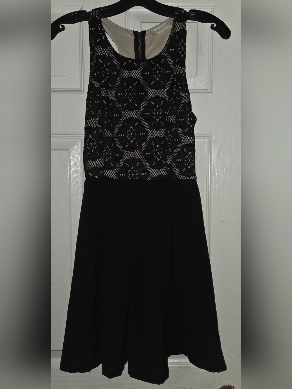 EUC Women's Altar'd State Black Halter  Zip Up Back Lace-Overlay Dress Small